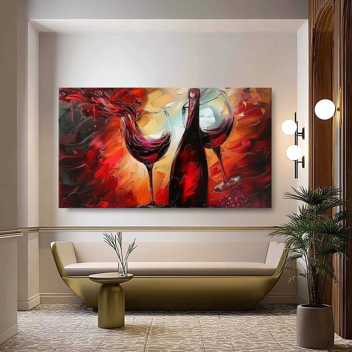 Wall Art Vibrant Textured Wine Bottle