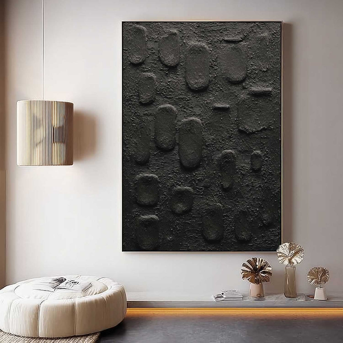 Wall Art Vertical Textured Abstract Oval Scene Deep