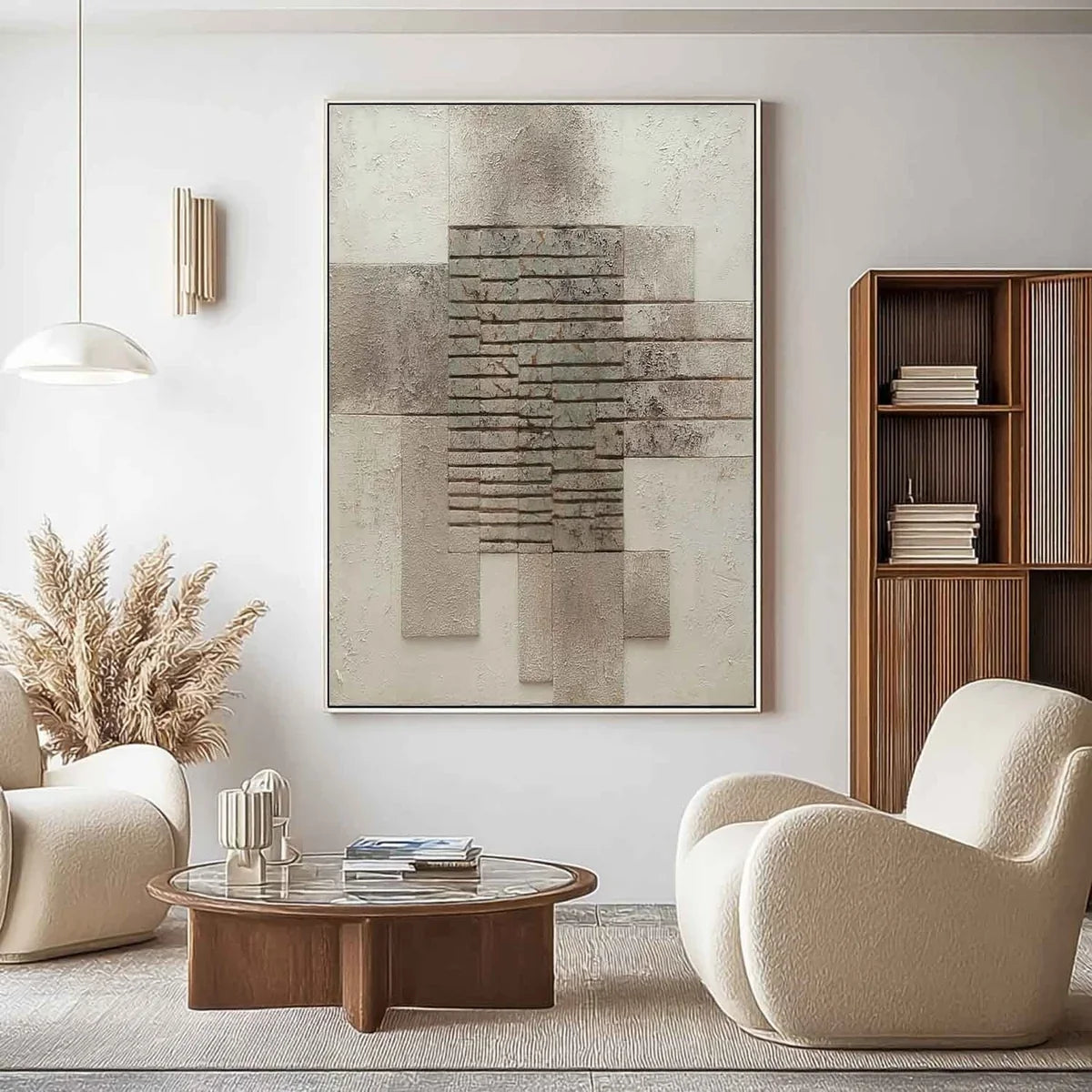 Wabi-Sabi Stacked Stone Bas-Relief Painting