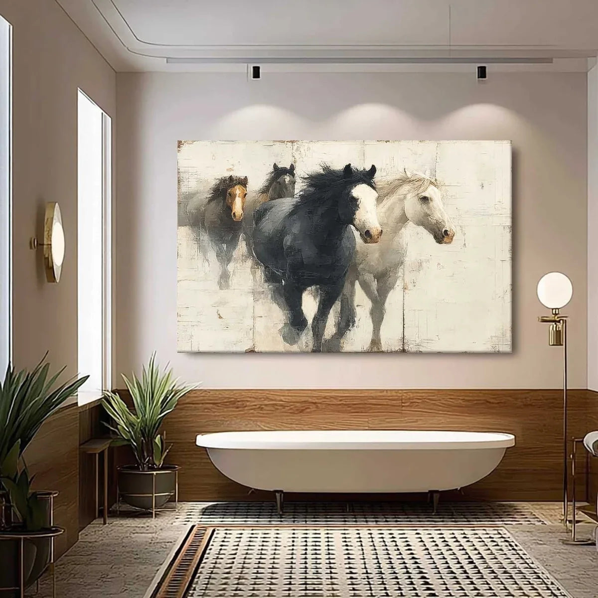 Wall Art Dynamic Textured Running Horses