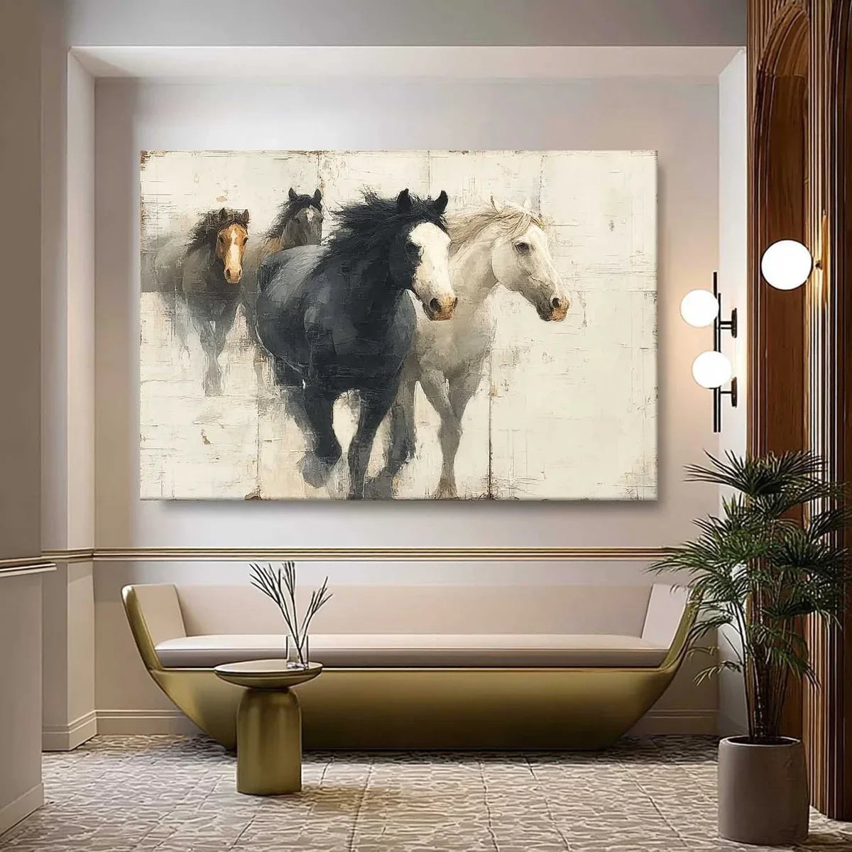 Wall Art Dynamic Textured Running Horses