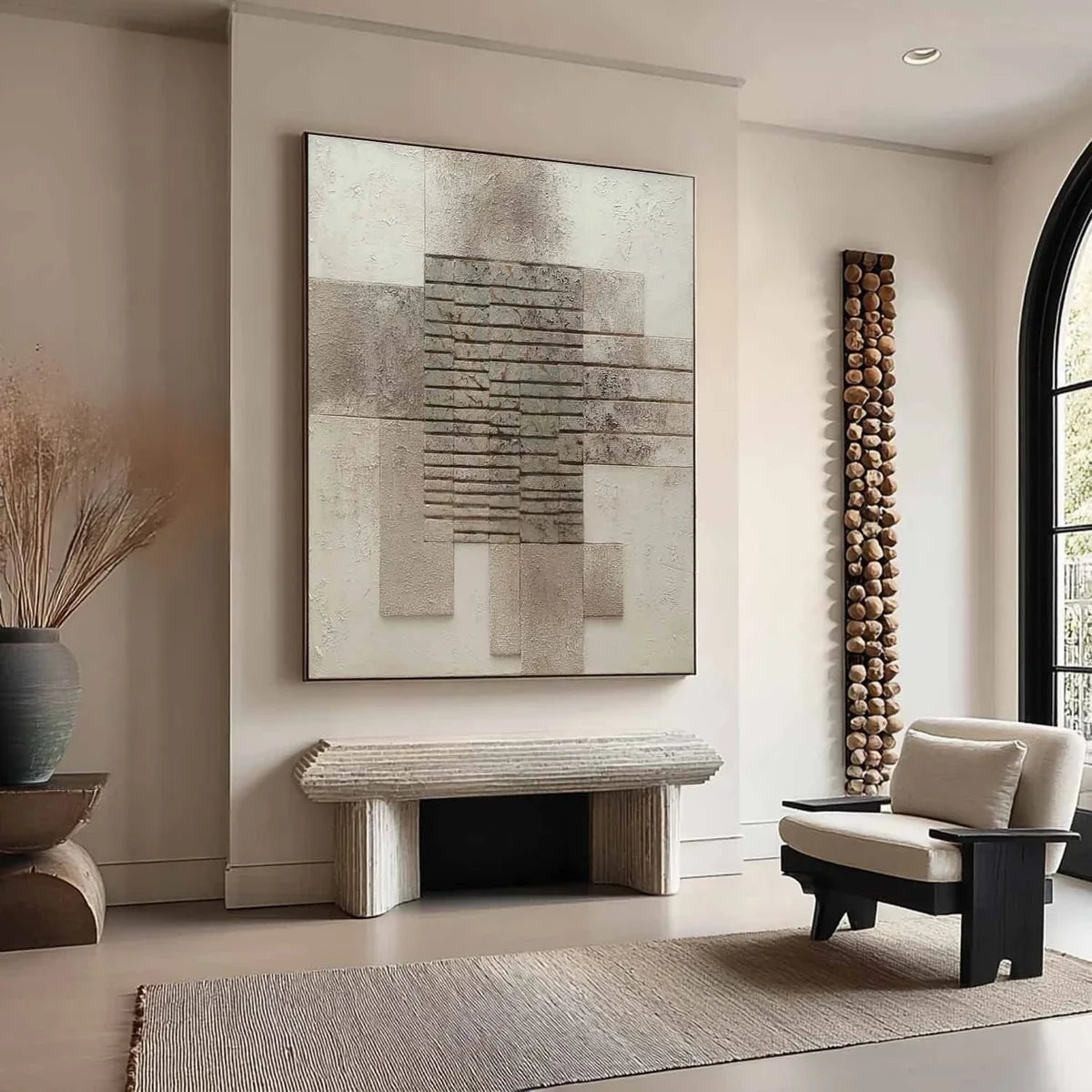 Wabi-Sabi Stacked Stone Bas-Relief Painting