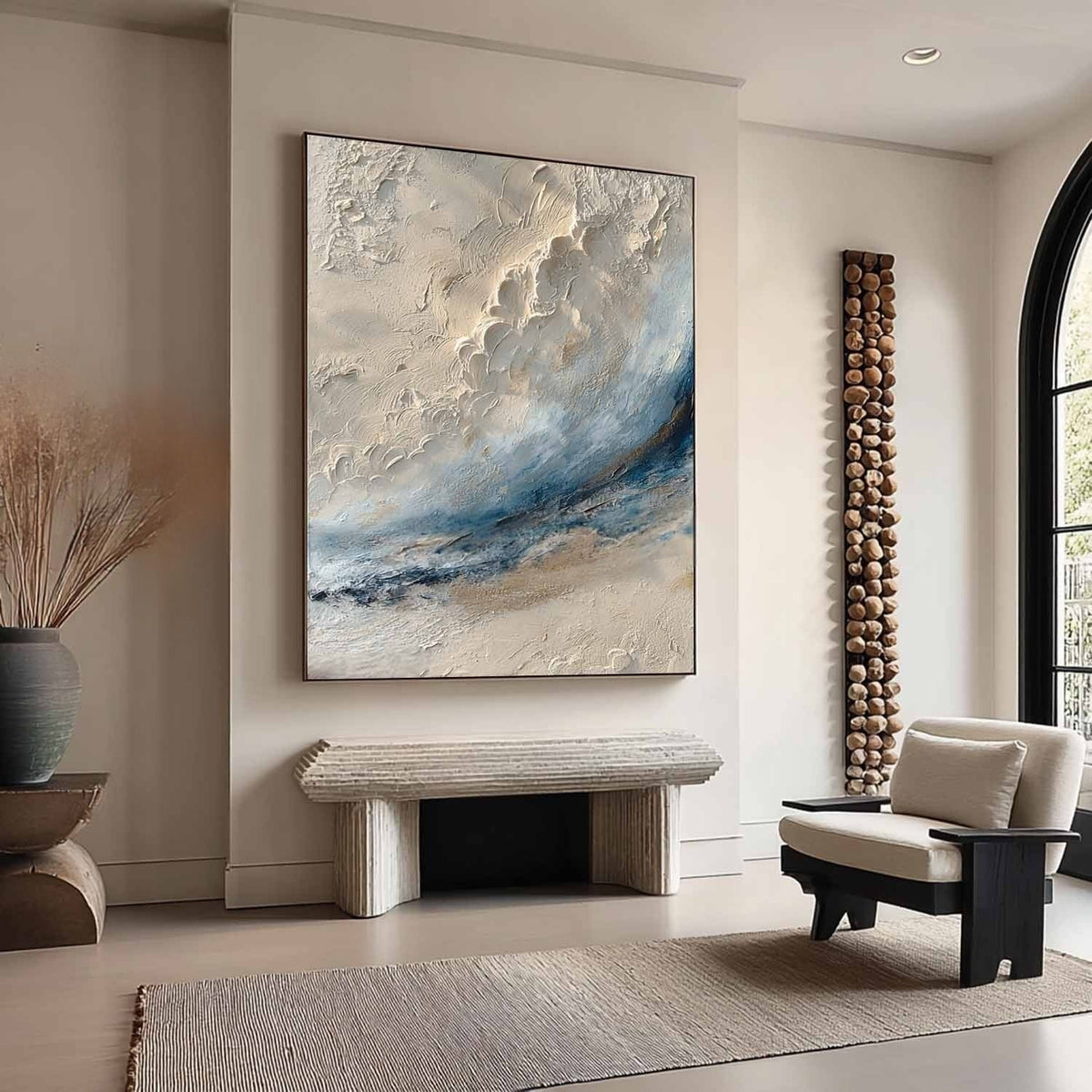 Wabi-Sabi Coastal Bas-Relief Painting