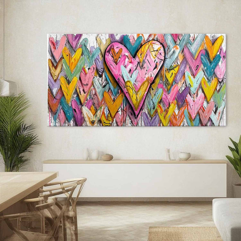 Wide Chevron Heart Impasto Painting