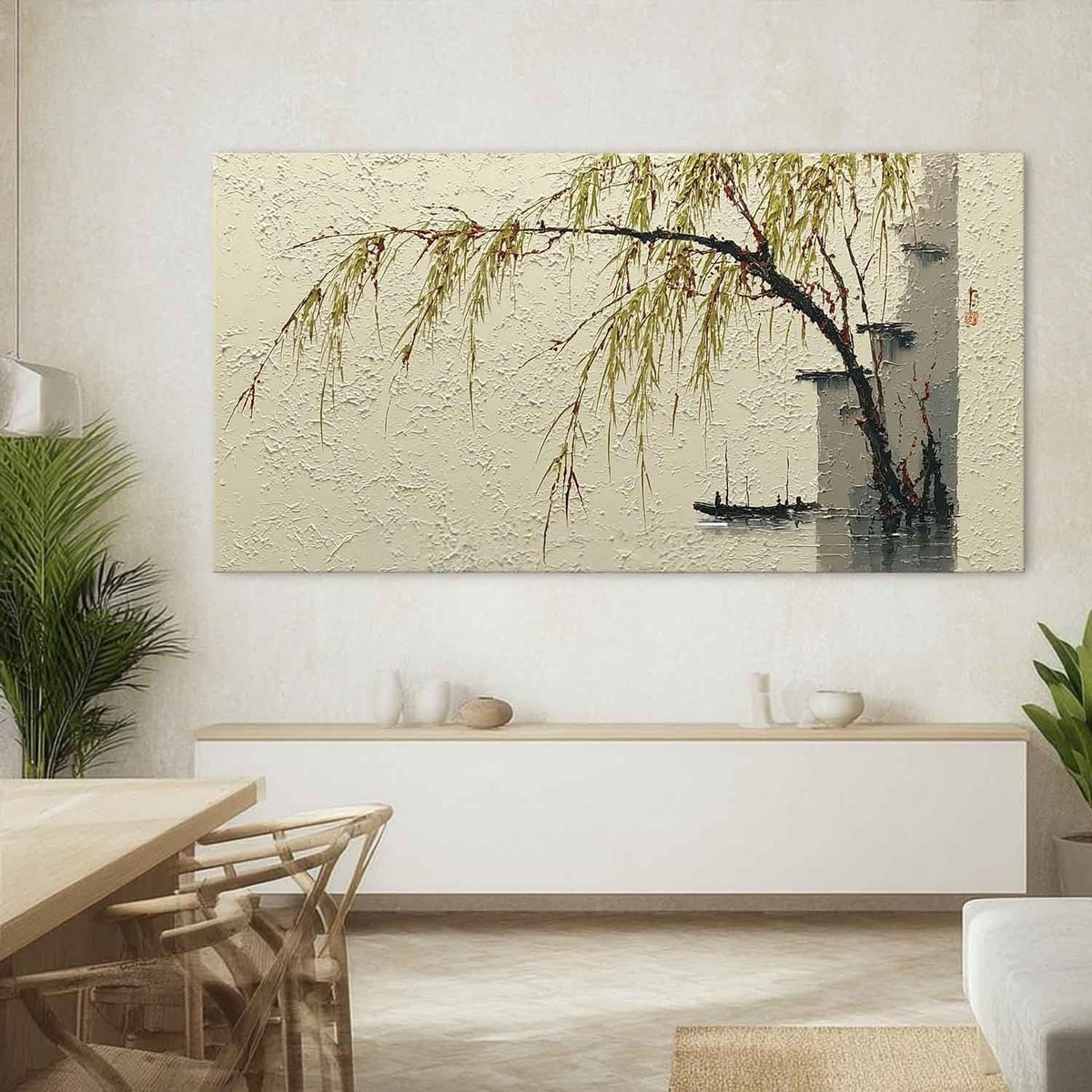 Wall Art Jiangnan Water Town Willow Boat