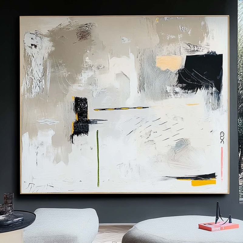 Wall Art Modern Geometric Abstract Black Yellow