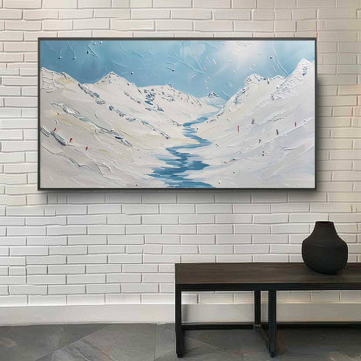 Textured Alpine Landscape Oil Painting