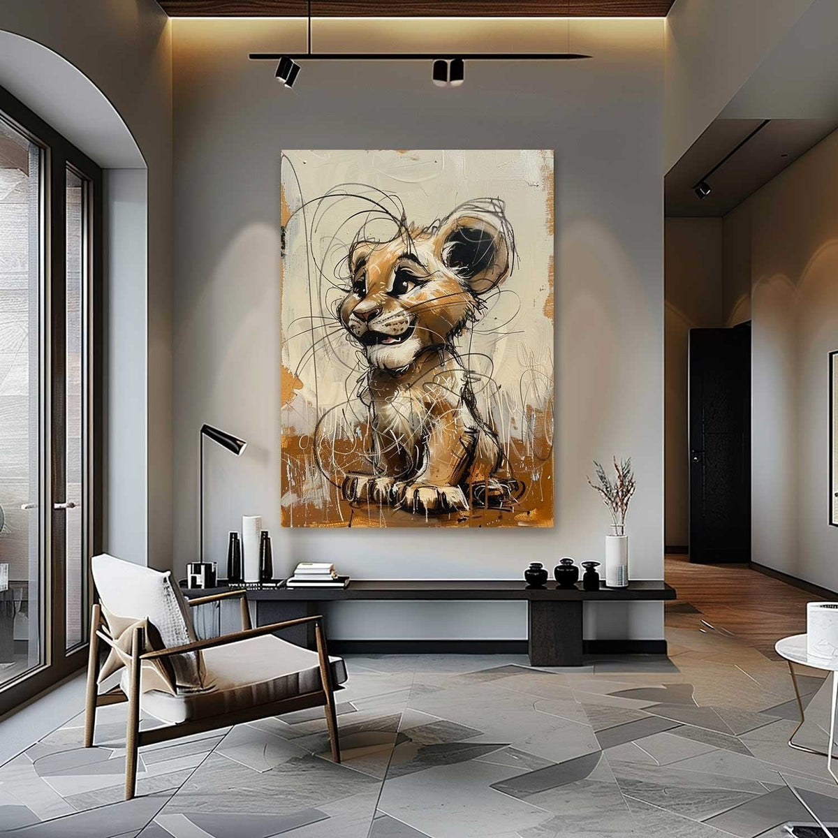 Wall Art Textured Playful Lion Cub