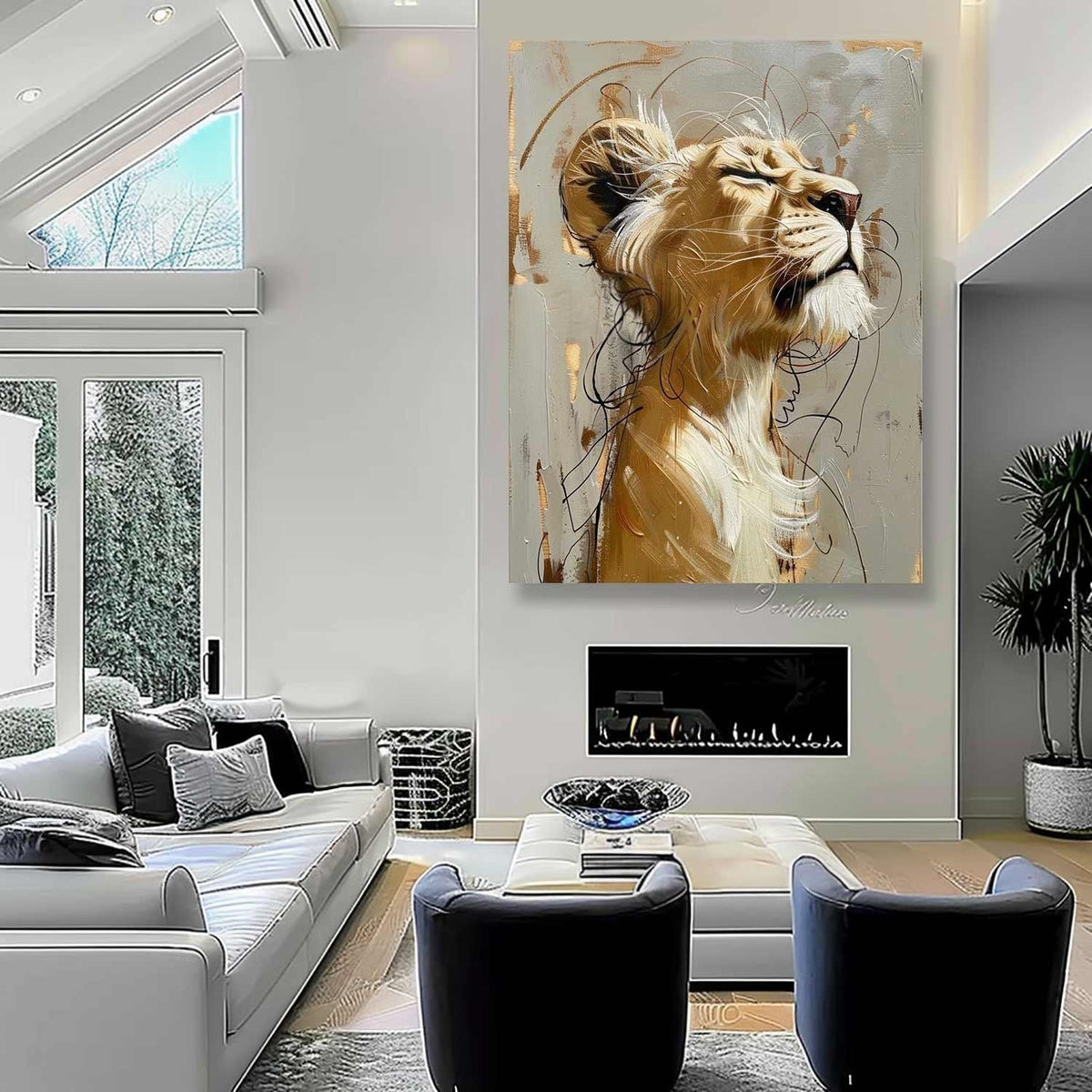 Wall Art Majestic Lioness Gold