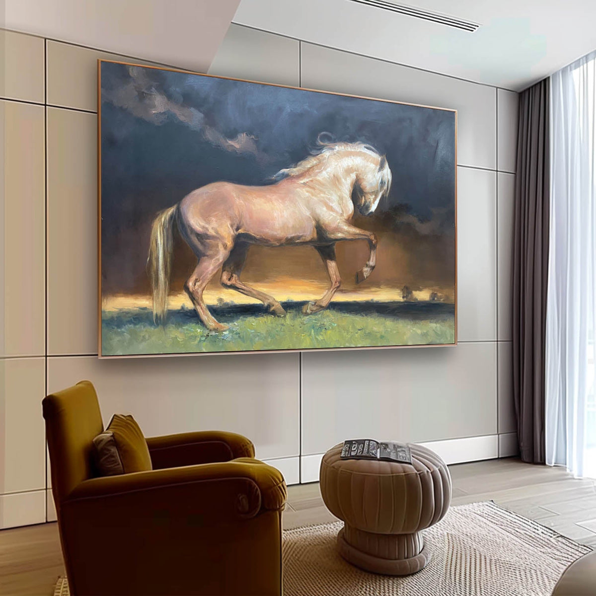 Wall Art Palomino Horse Realistic Oil Painting
