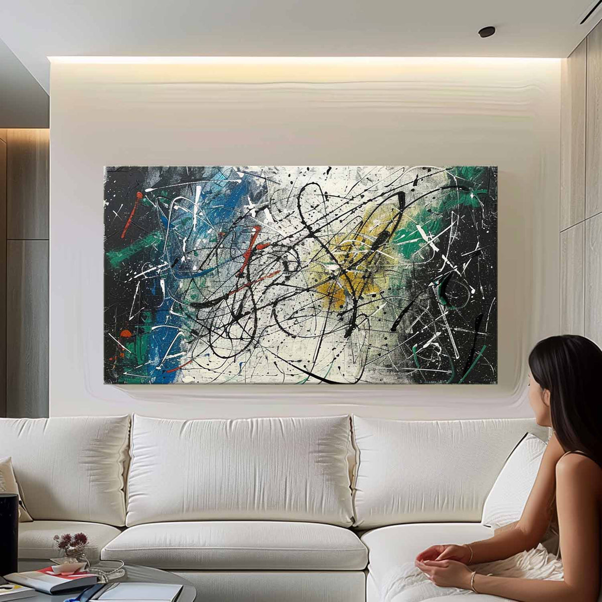 Wall Art Panoramic Abstract Expressionist Drip Art