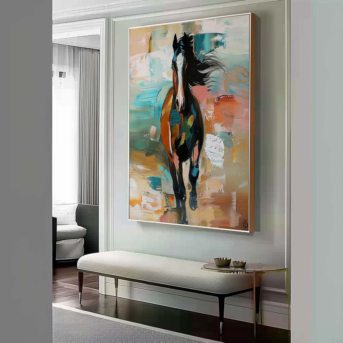 Wall Art Colorful Running Horse Palette