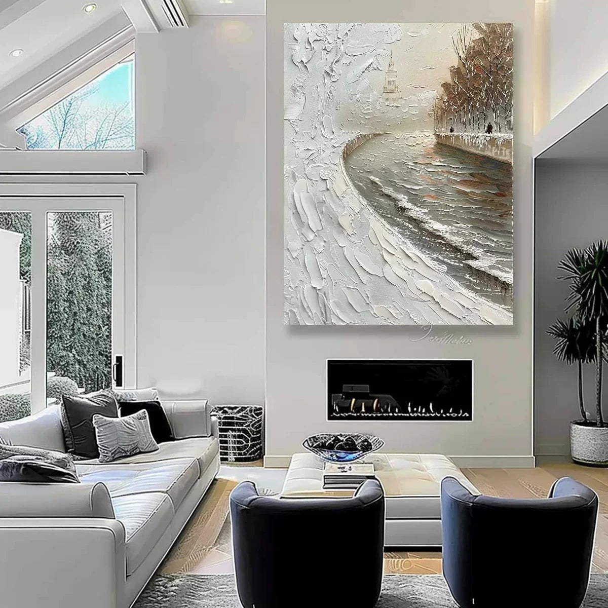 Wall Art Impasto Winter Canal City