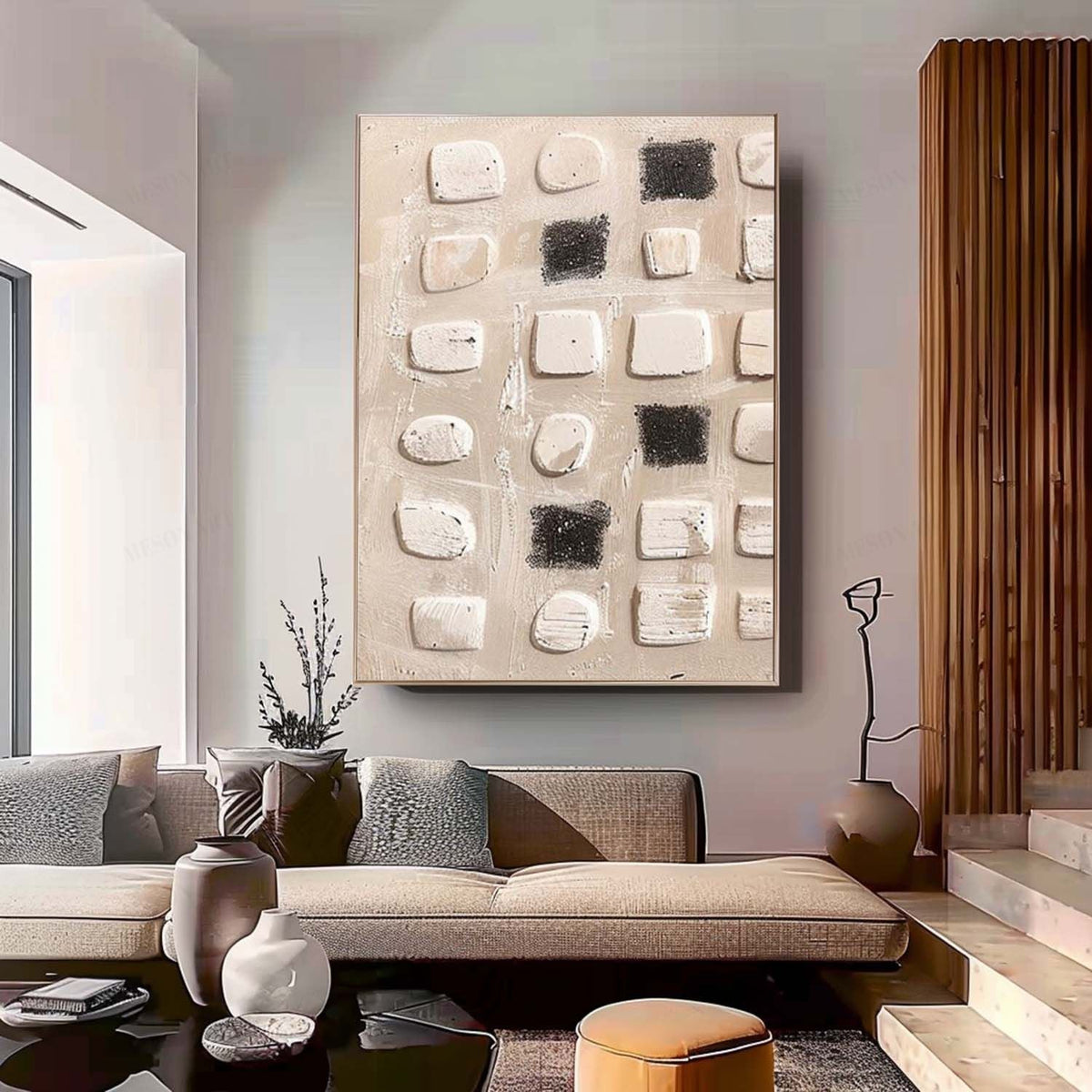 Wall Art Vertical Abstract Geometric Textured