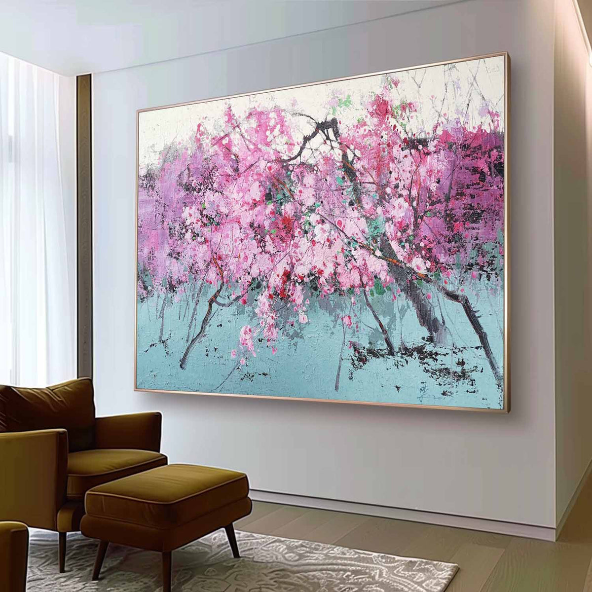 Hyperrealism Art Vibrant Cherry Blossom Tree Painting