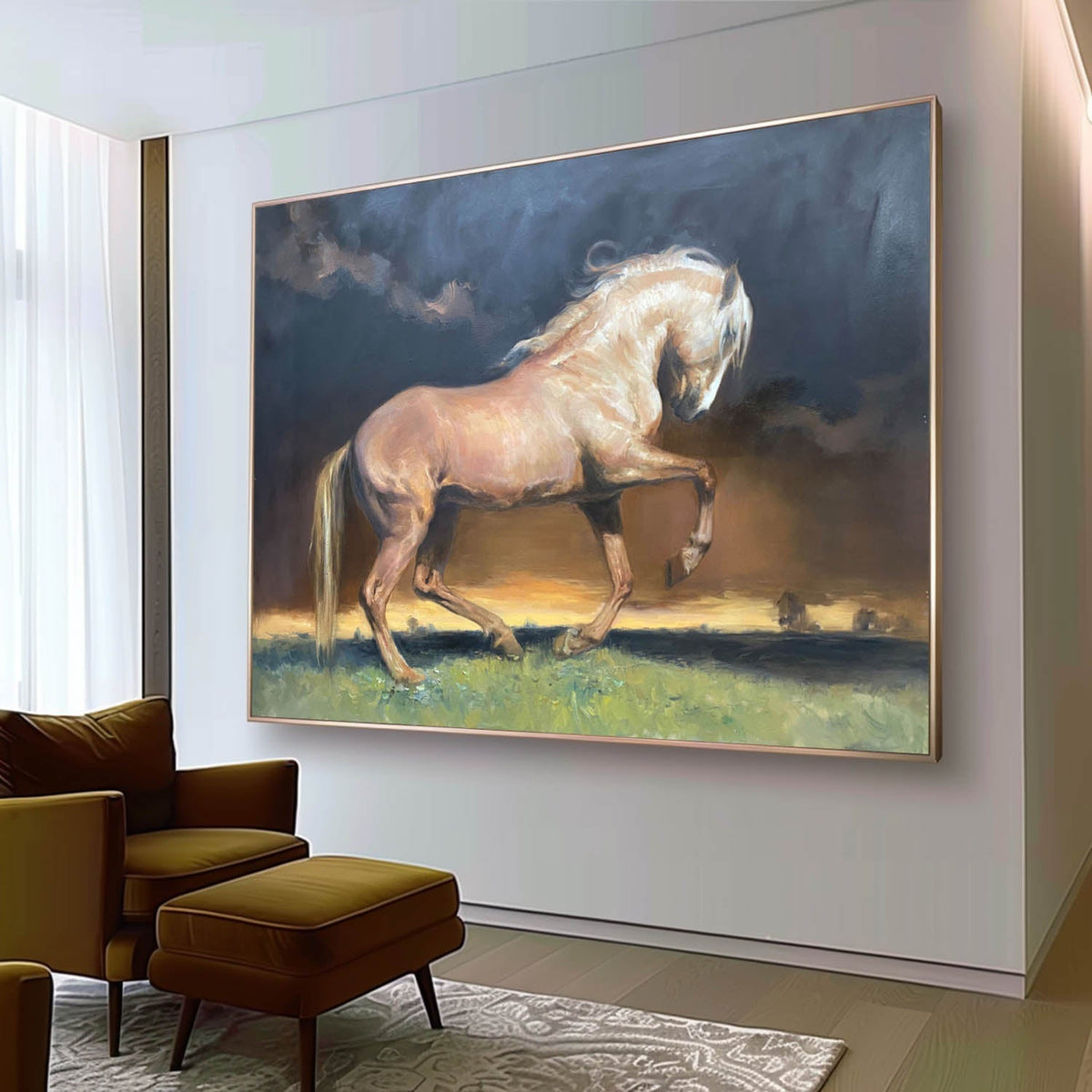 Wall Art Palomino Horse Realistic Oil Painting