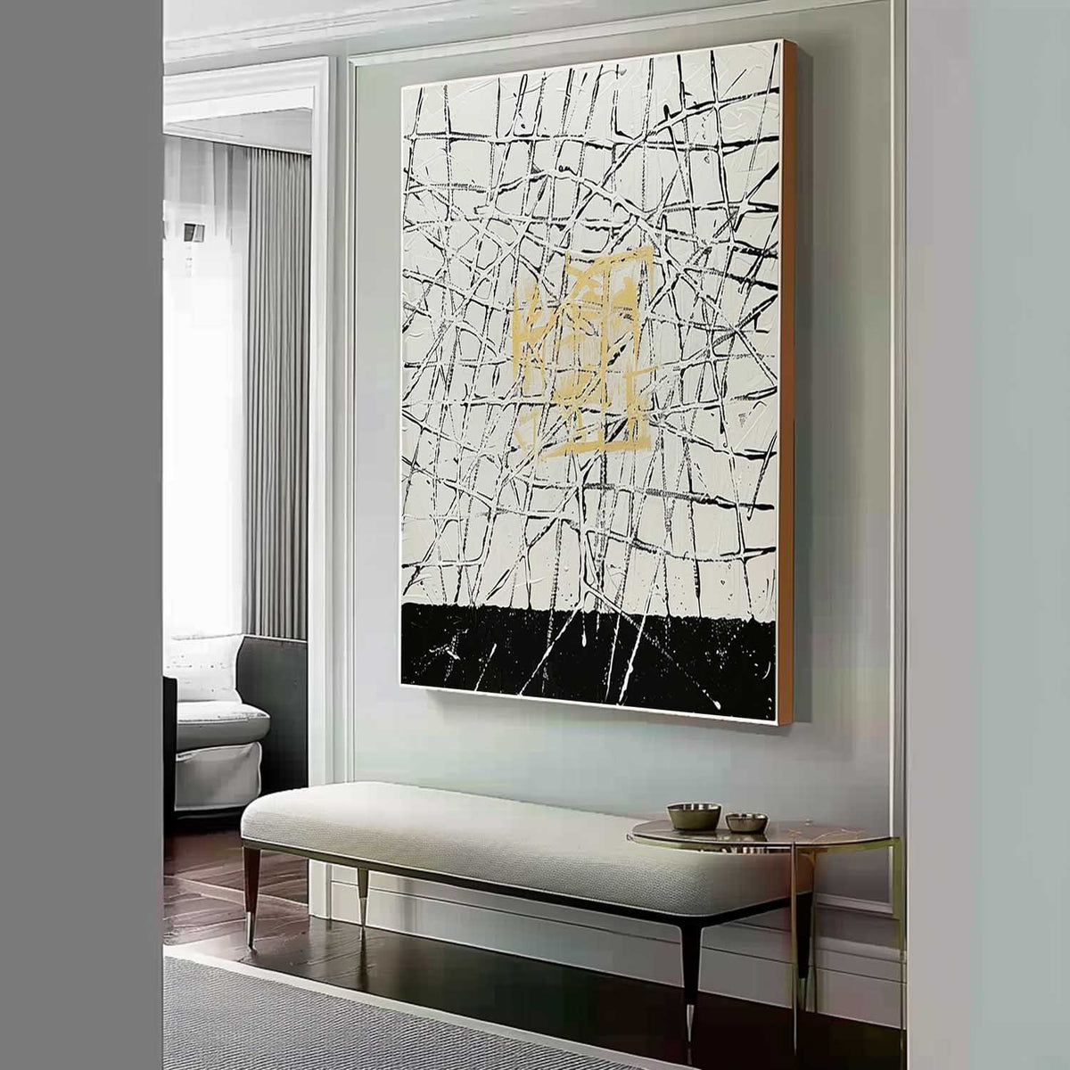 Wall Art Expressionist Geometric Black White