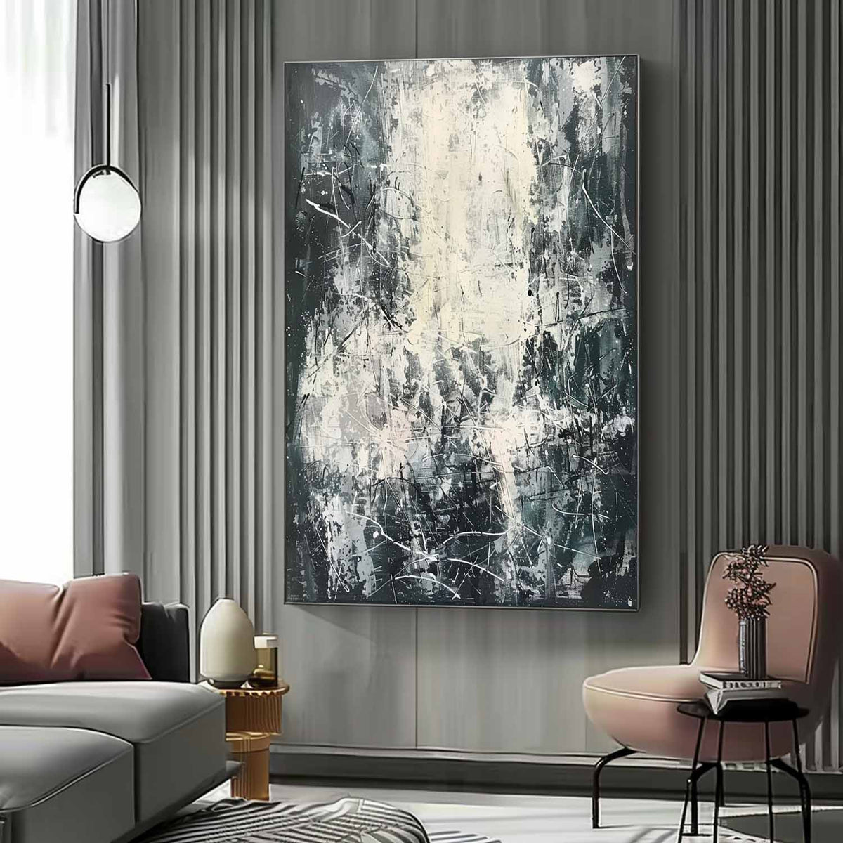 Wall Art Expressionist Monochrome Black White