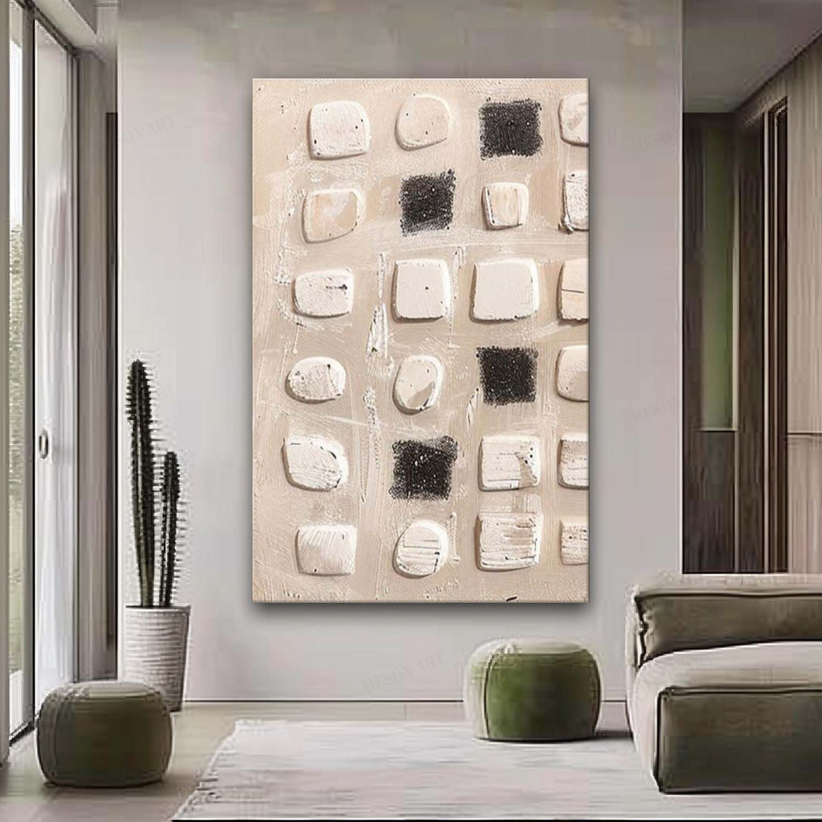 Wall Art Vertical Abstract Geometric Textured