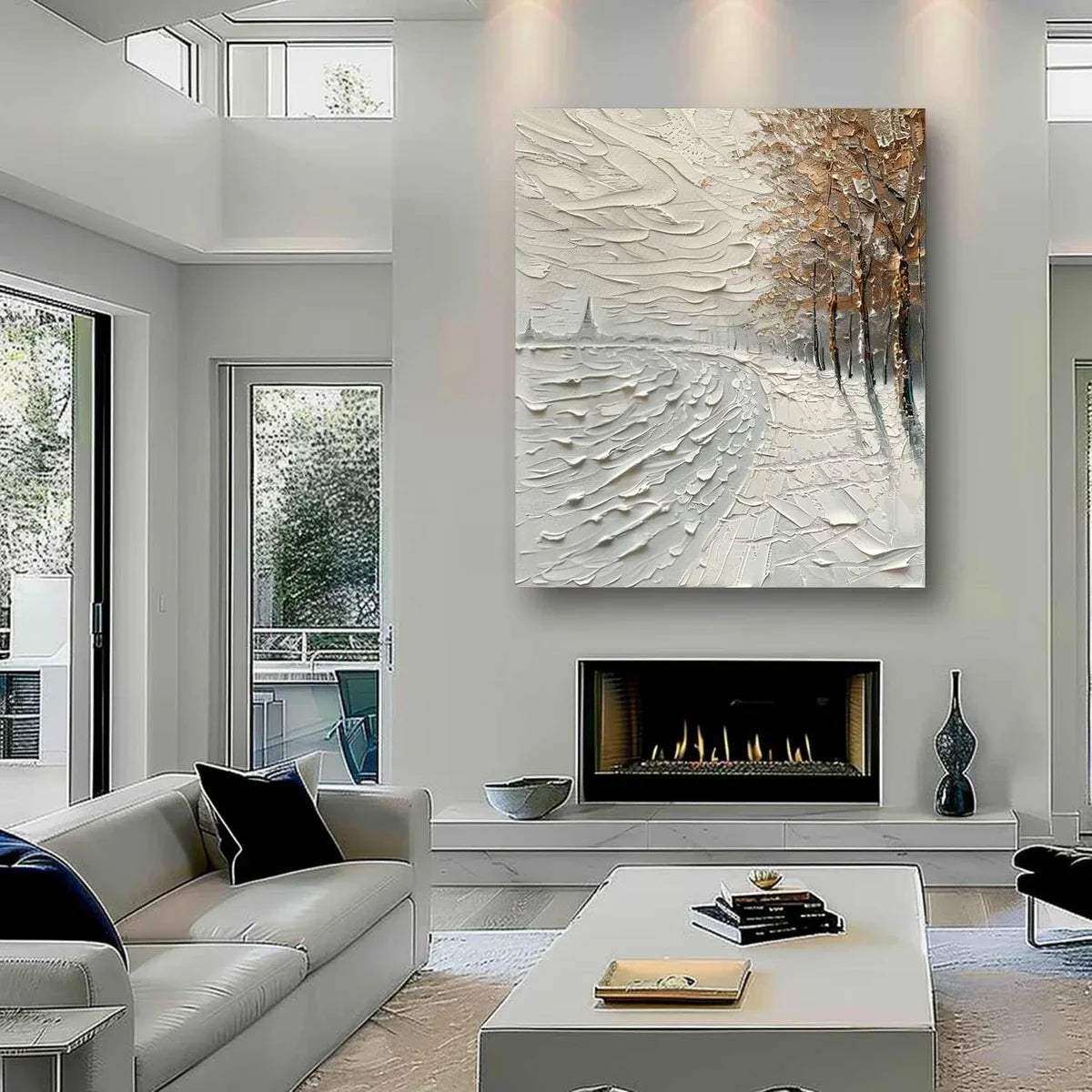 Wall Art Impasto Winter Riverside Path
