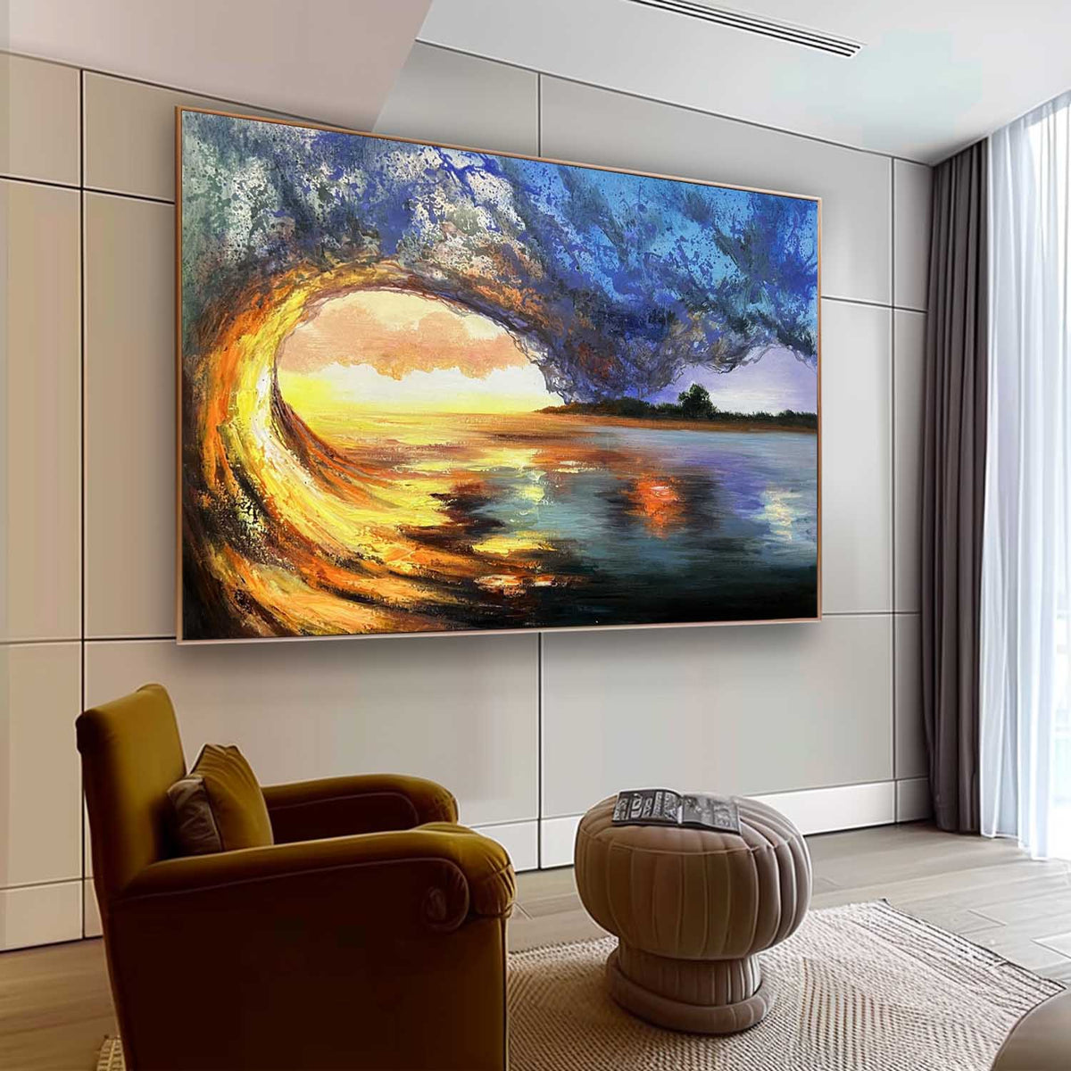 Hyperrealism Sunset Wave Arch Texture Wall Art Romantic