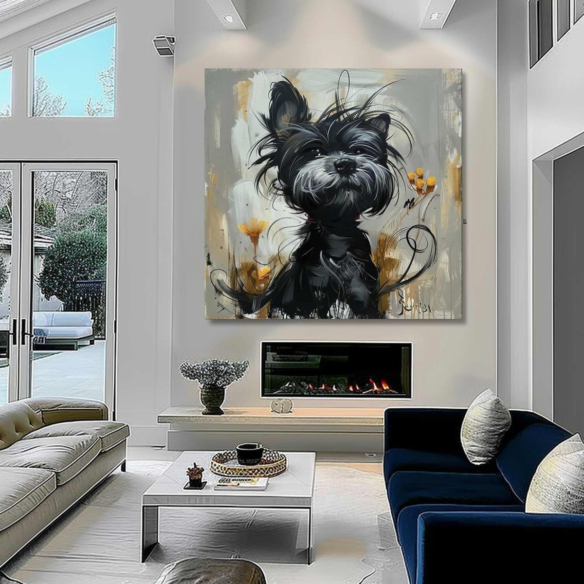 Wall Art Textured Black Terrier