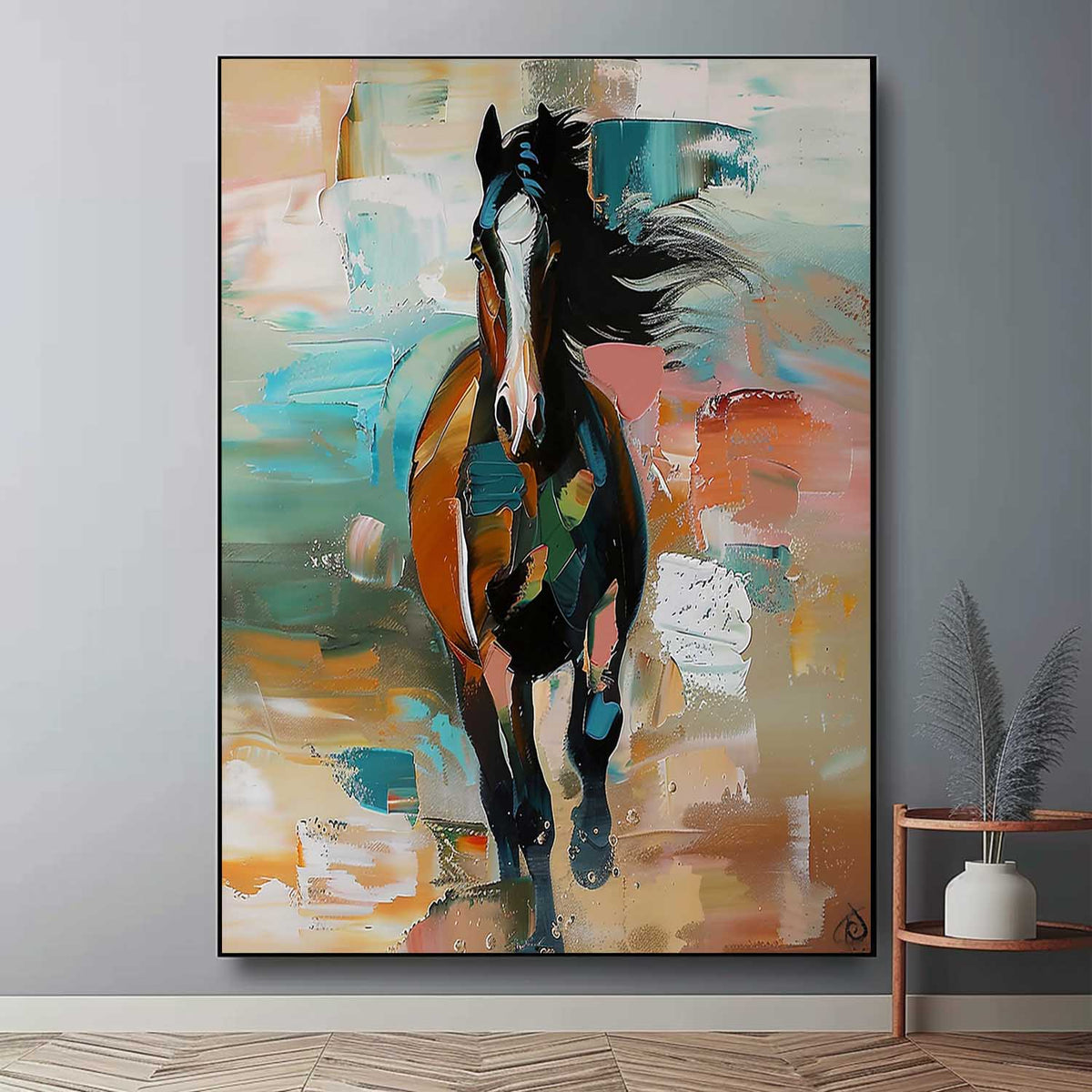 Wall Art Colorful Running Horse Palette