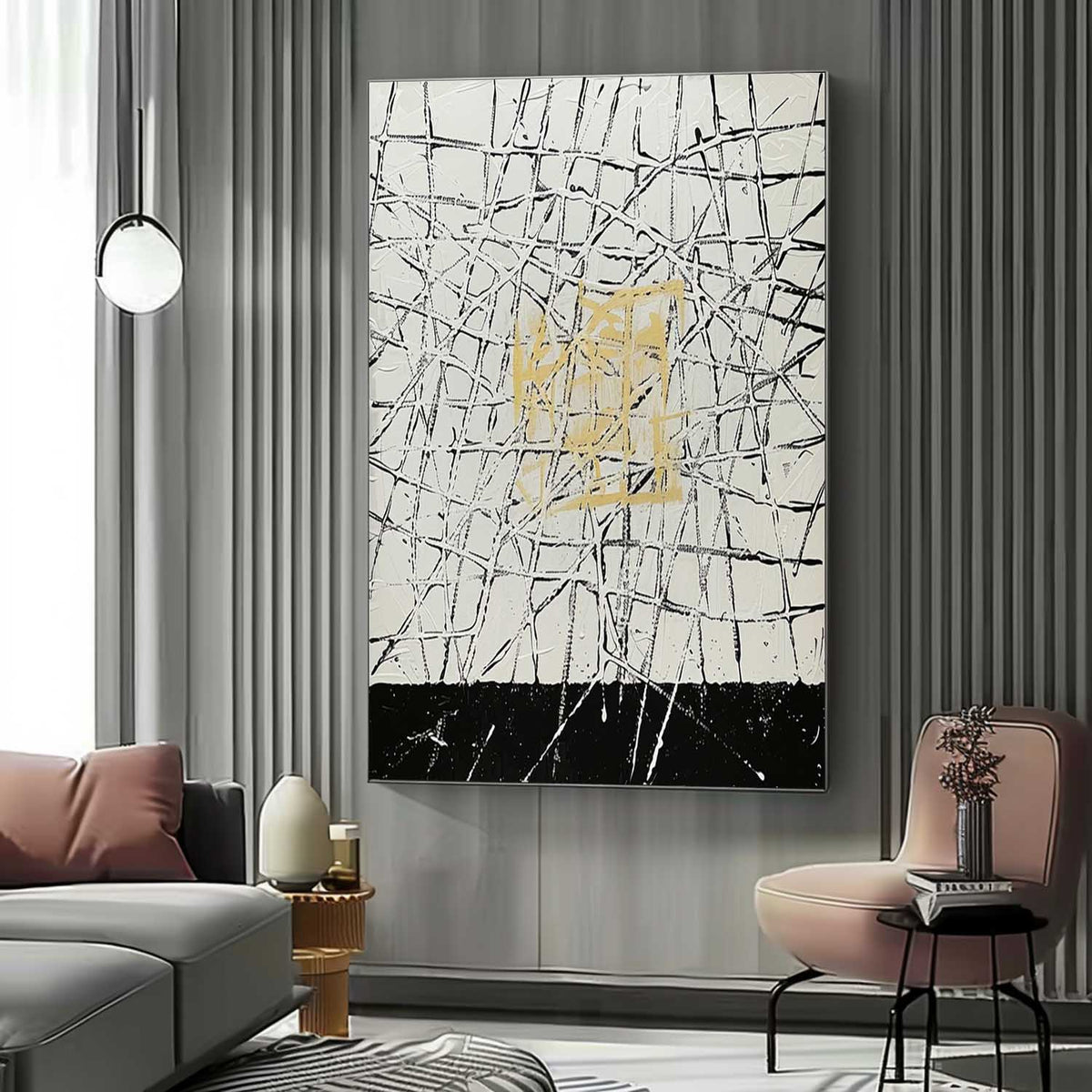 Wall Art Expressionist Geometric Black White