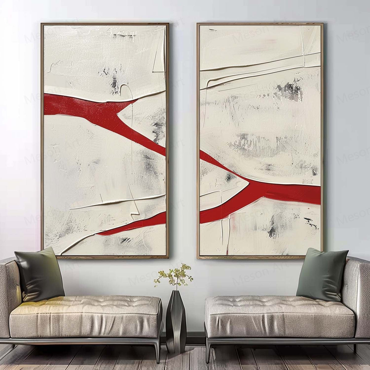 Wall Art Vertical Set Abstract Textured