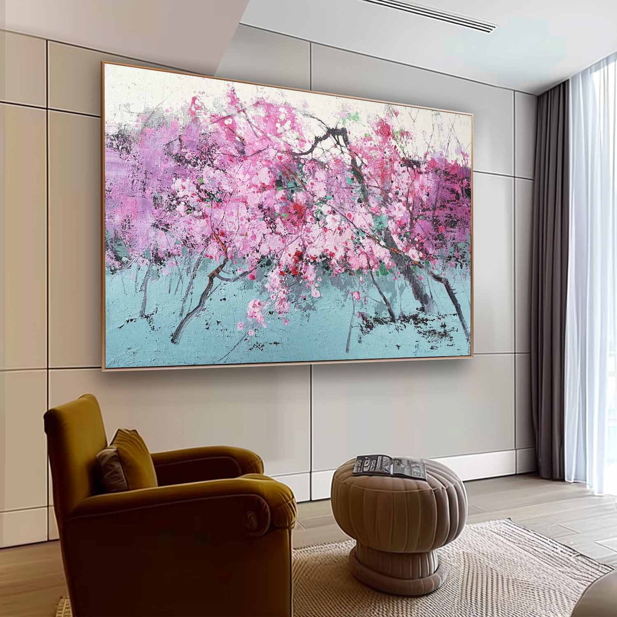 Hyperrealism Art Vibrant Cherry Blossom Tree Painting