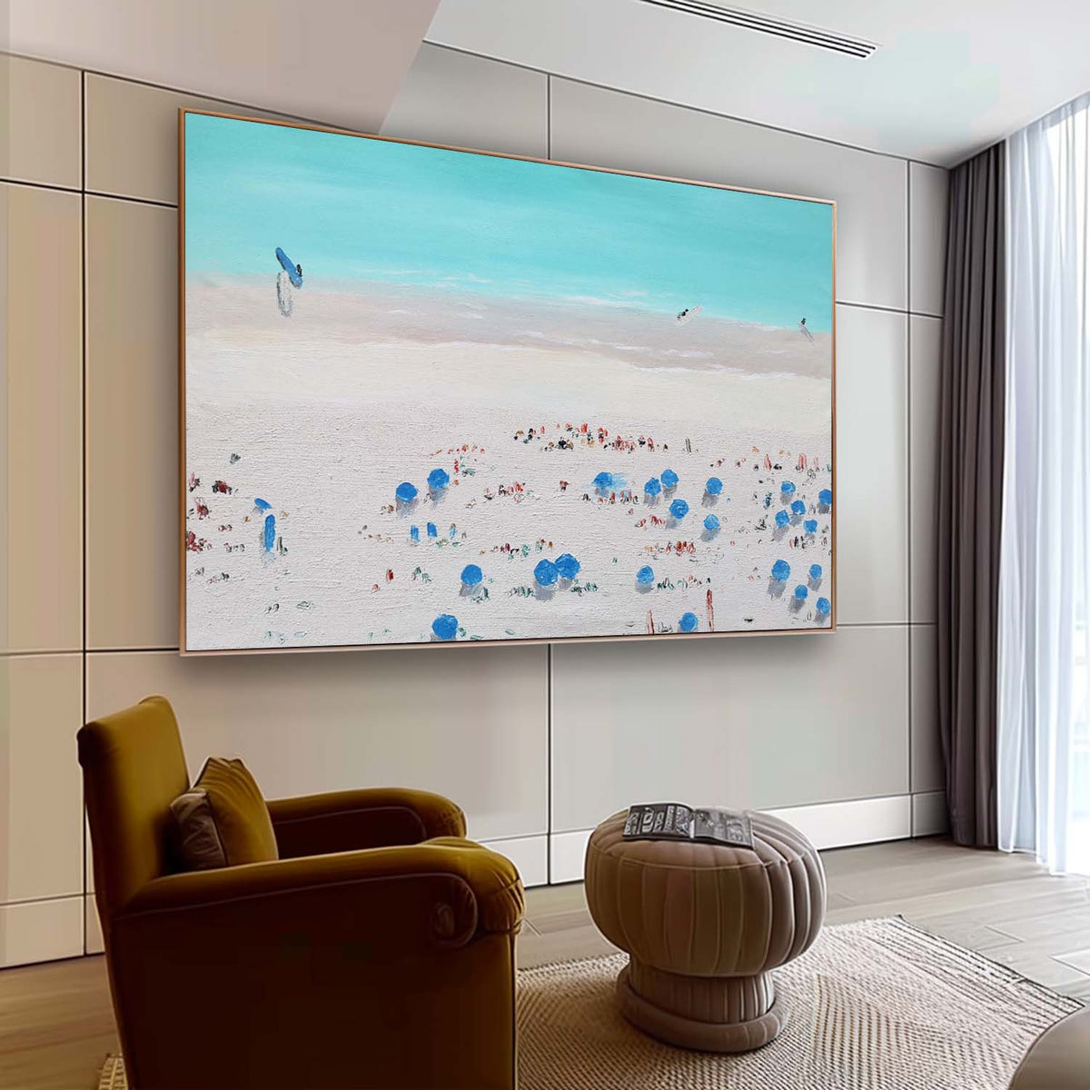 Plaster Art Vibrant Beach Scene Impasto Painting