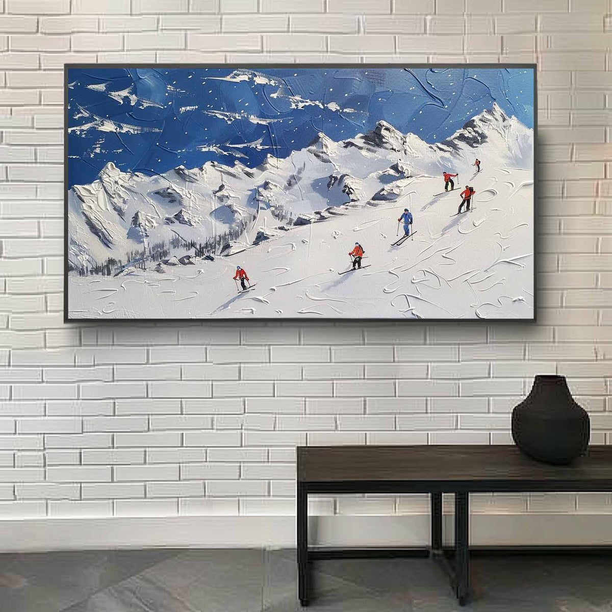 Wall Art Alpine Ski Scene Snow Winter Landscape