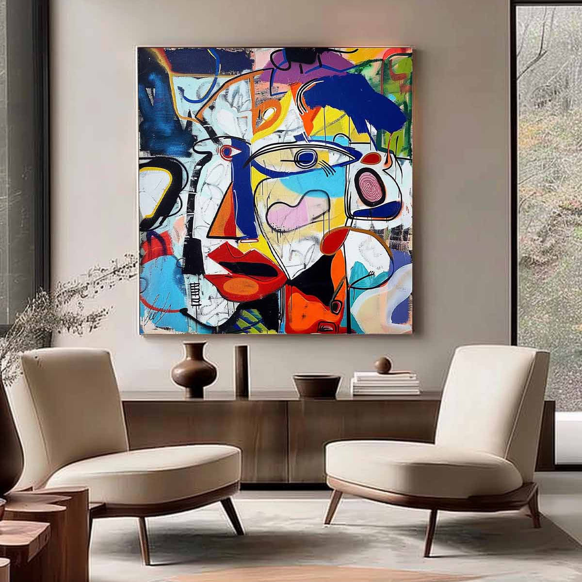 Graffiti Abstract Cubist Faces Painting