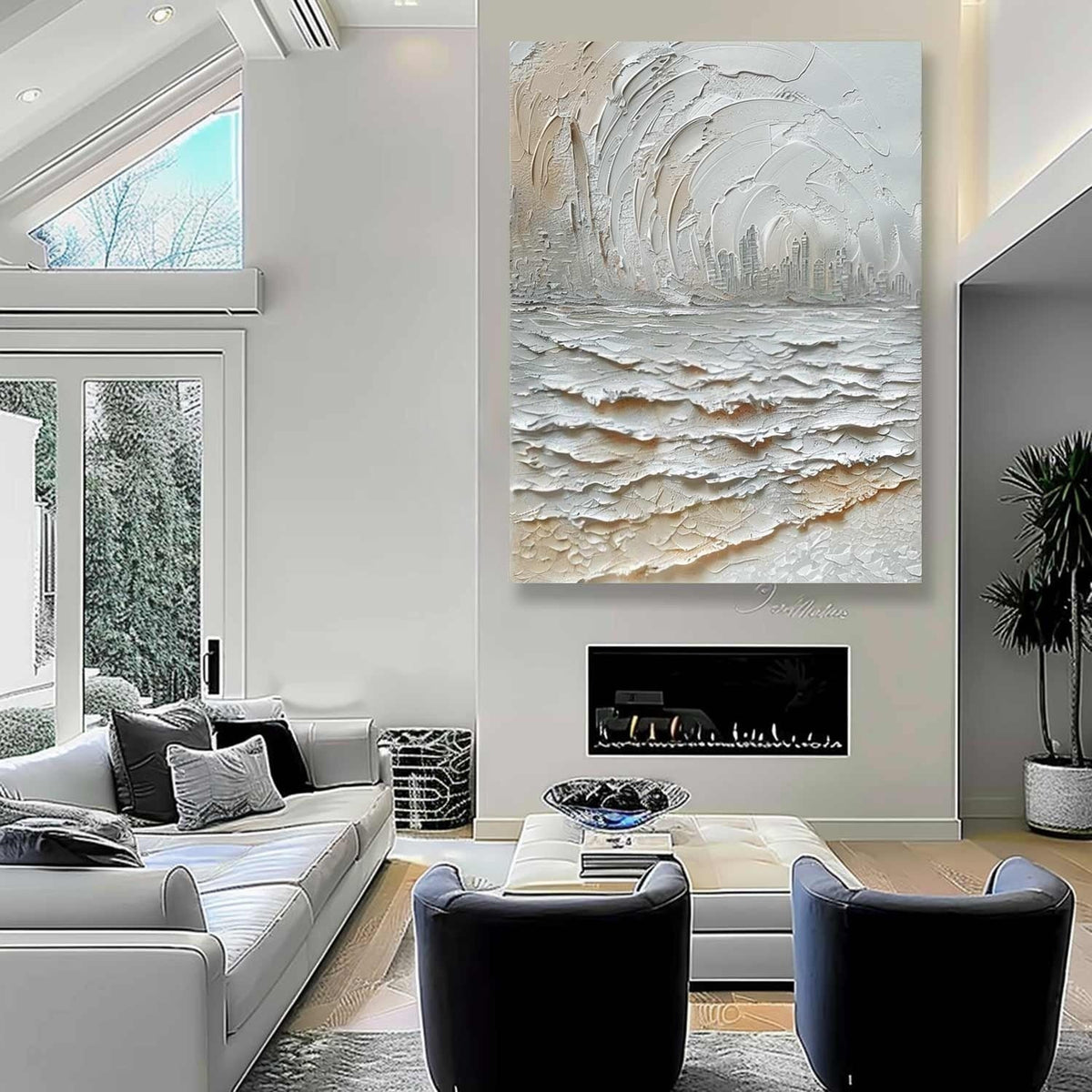 Wall Art Impasto Coastal Cityscape