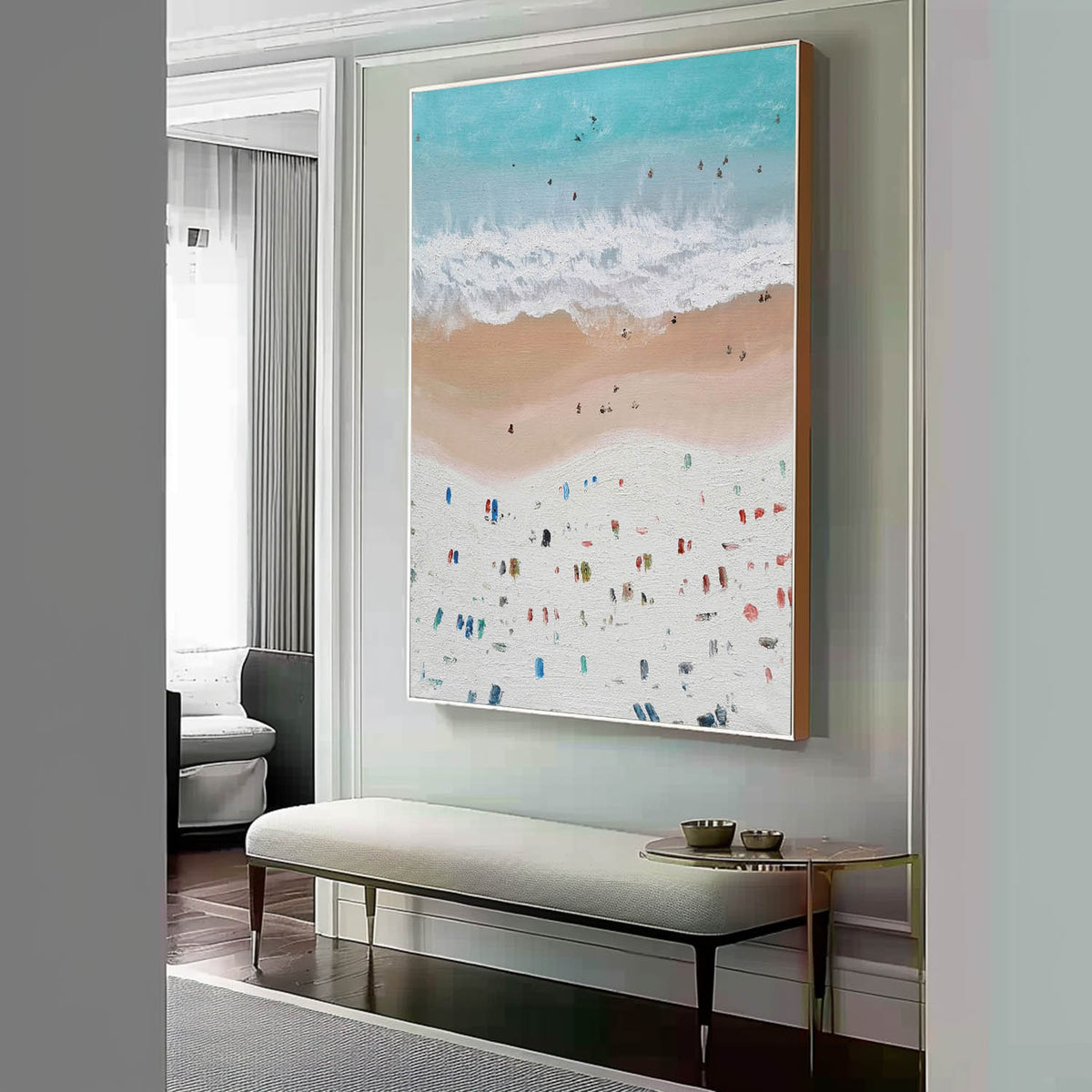 Aerial Summer Beach Impasto Painting