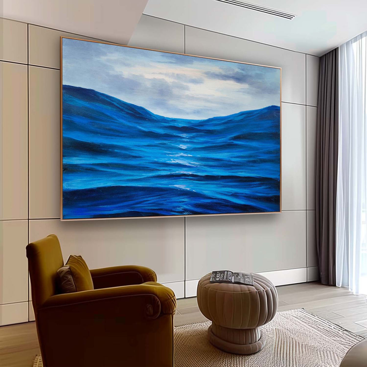 Tactile Blue Ocean Wave Oil Painting Seascapes