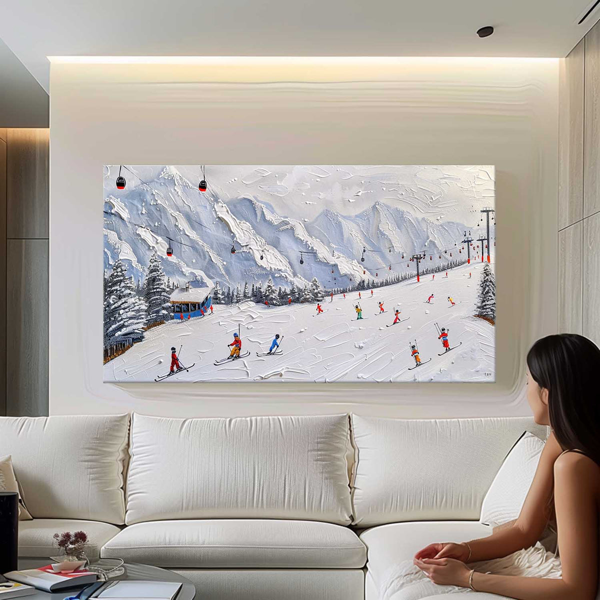 Plaster Art Texture Winter Landscape Painting