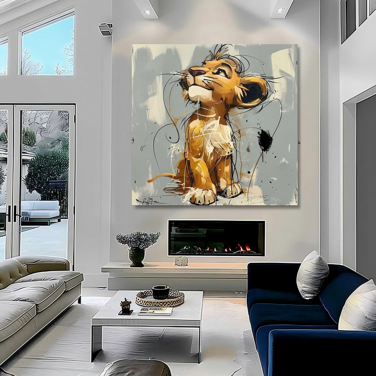 Wall Art Pop Cartoon Lion Graffiti Modern Joyful