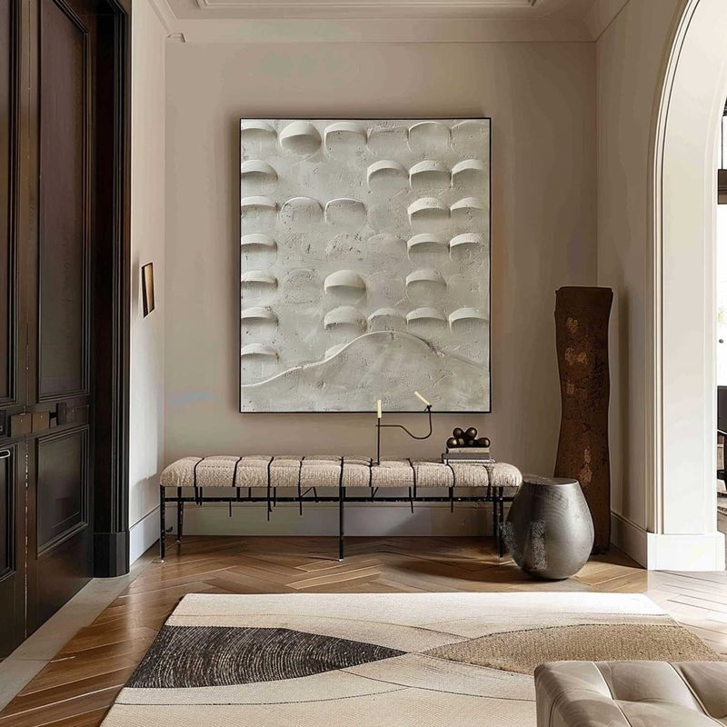 Concrete Texture Semi-Circular Relief Painting