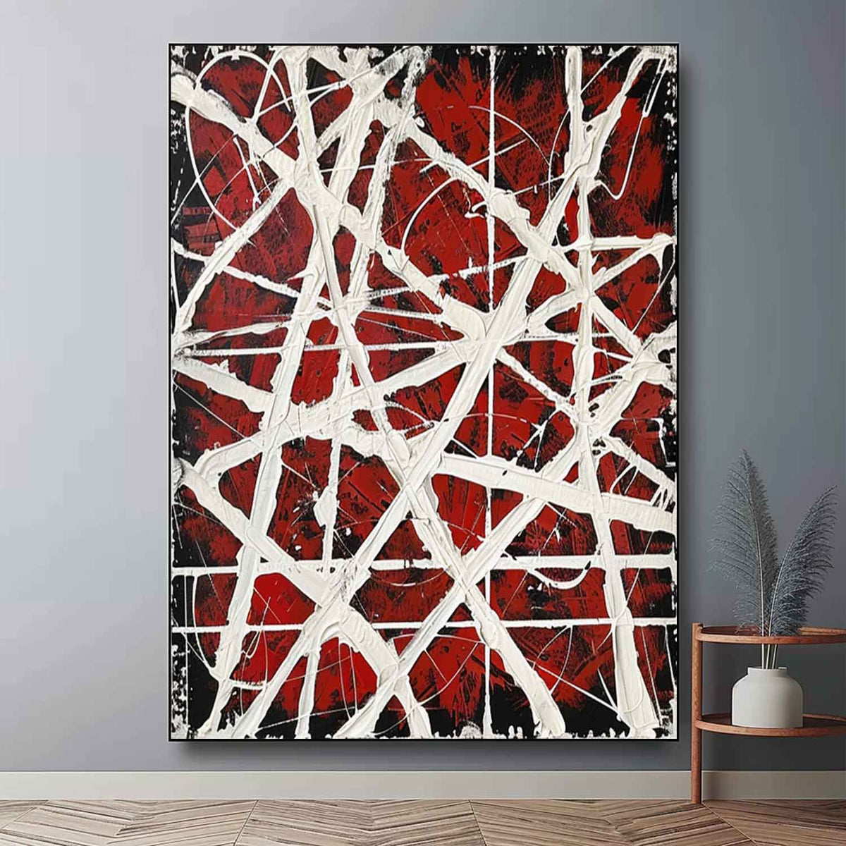 Wall Art Bold Expressionist Red White