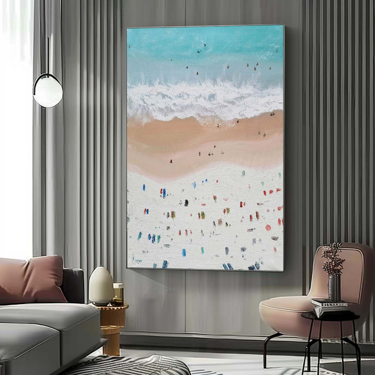 Aerial Summer Beach Impasto Painting