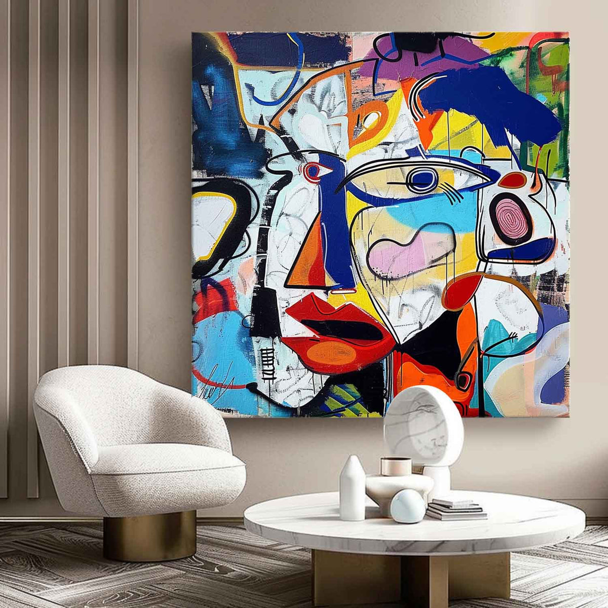 Graffiti Abstract Cubist Faces Painting