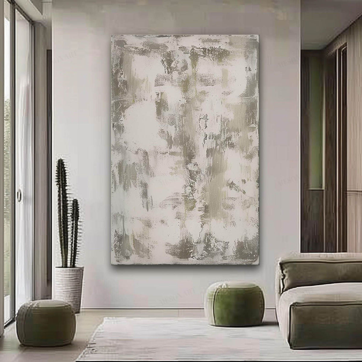 Soft Neutral Textured Brushstroke Oil Painting