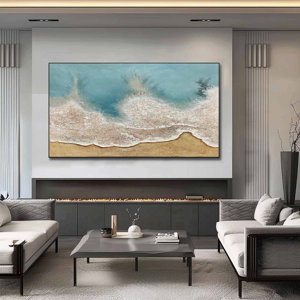 Textured Coastal Wave Painting