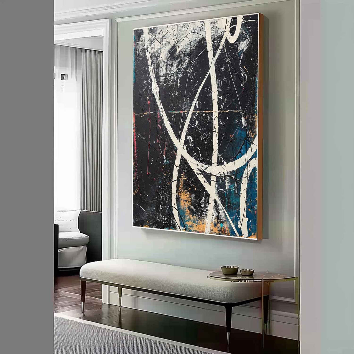 Wall Art Vertical Abstract Expressionist Line