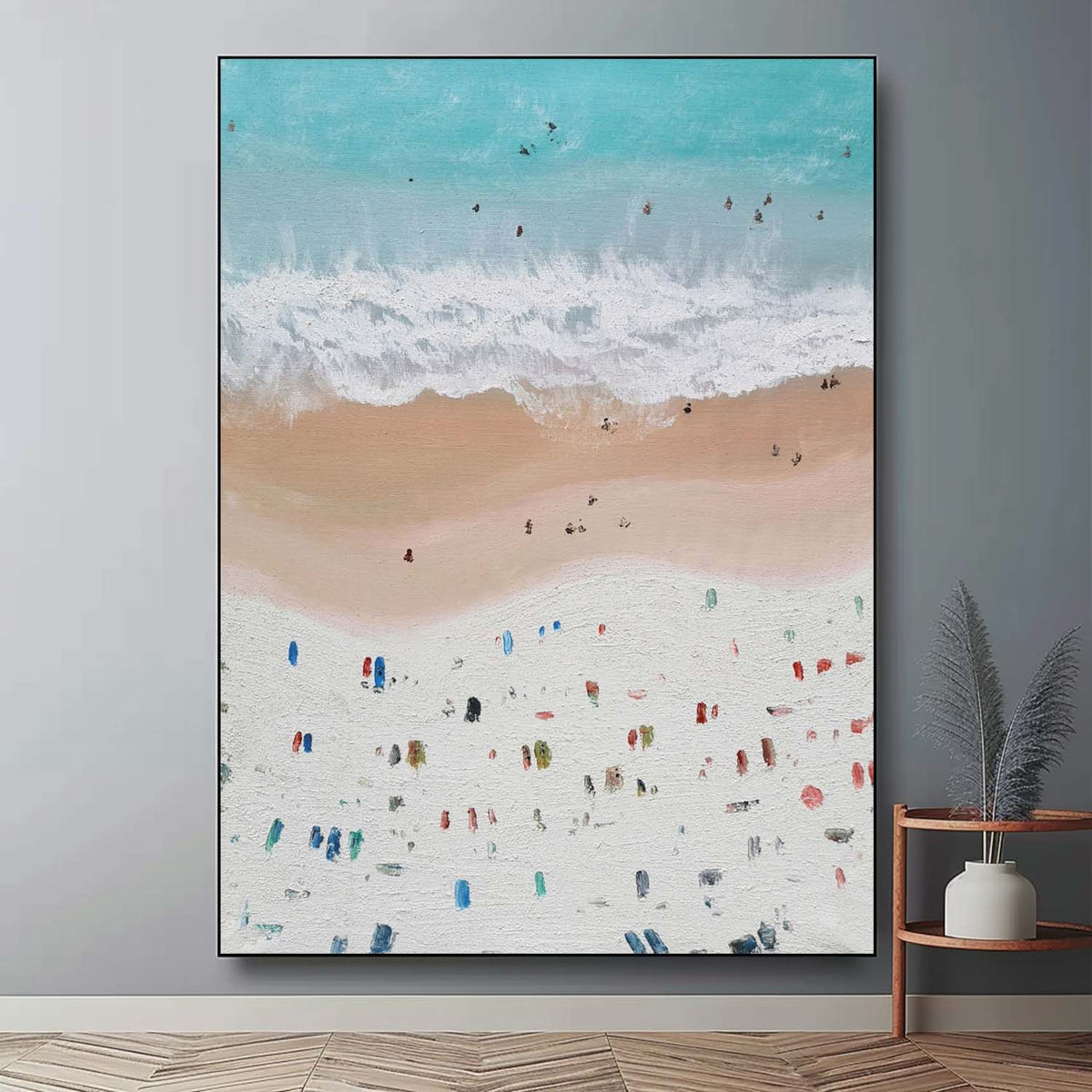 Aerial Summer Beach Impasto Painting