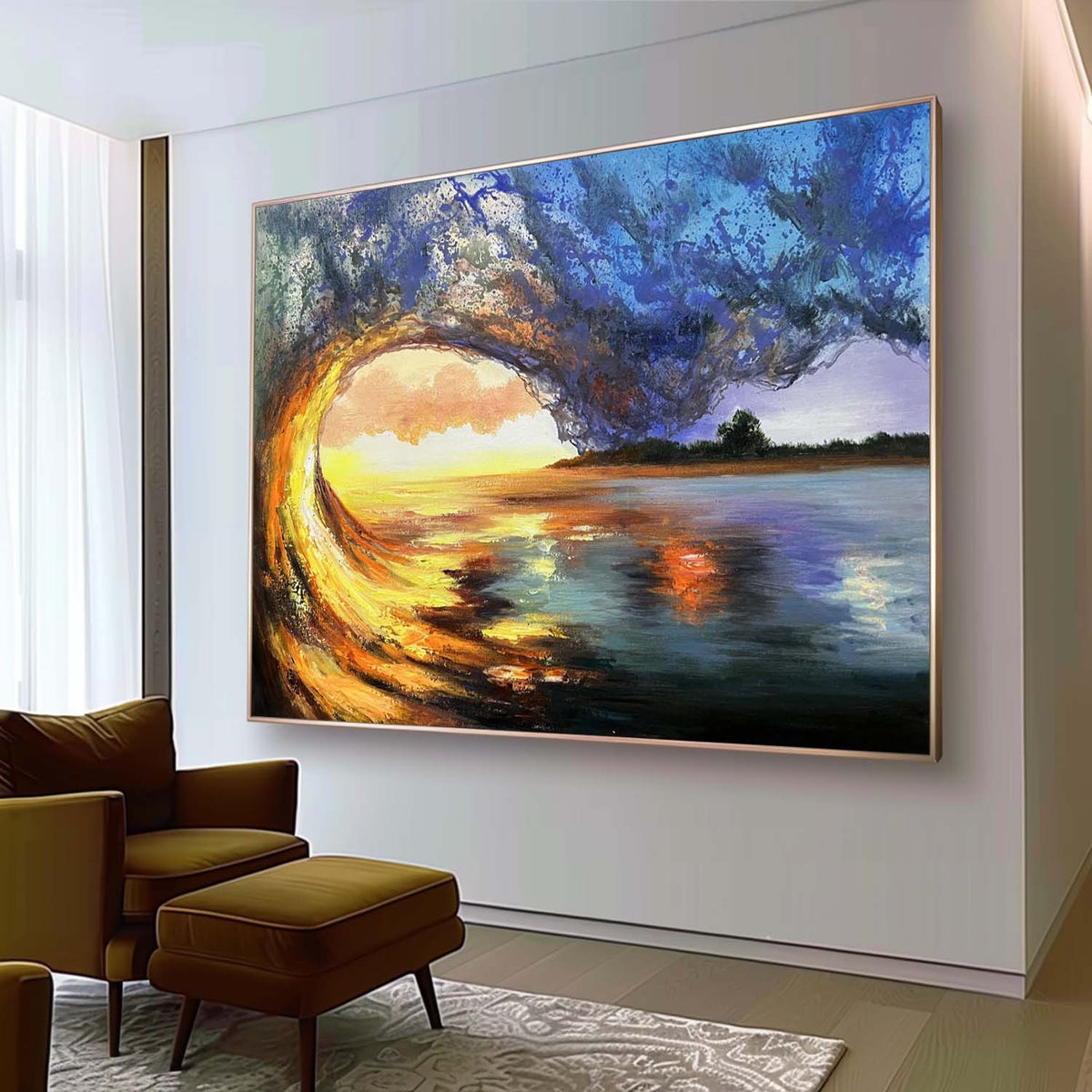 Hyperrealism Sunset Wave Arch Texture Wall Art Romantic