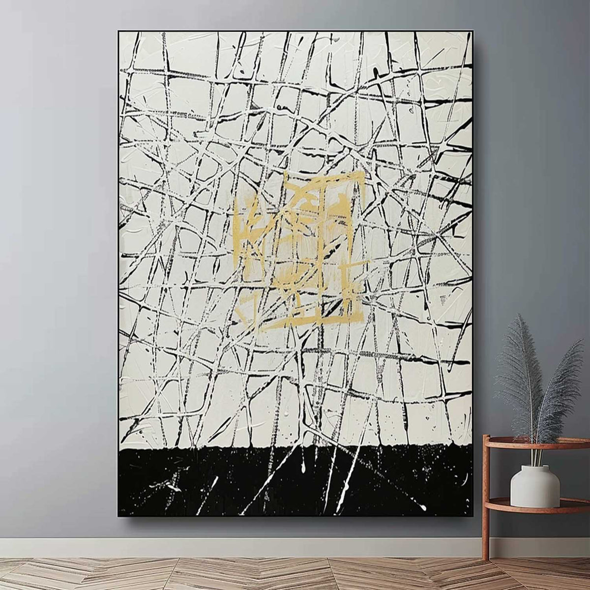 Wall Art Expressionist Geometric Black White