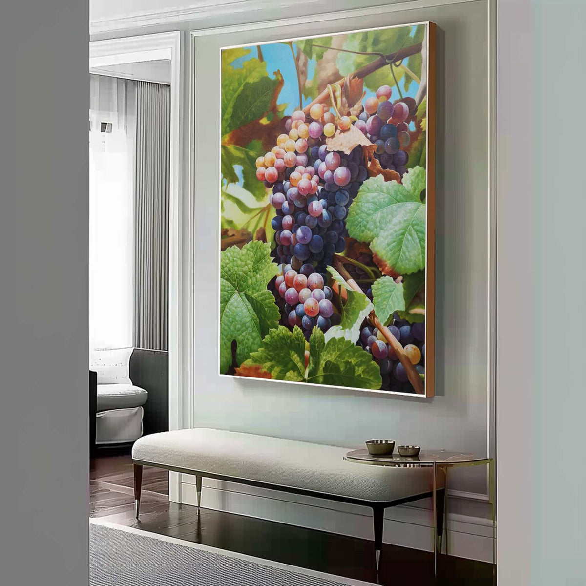 Vibrant Vineyard Grape Cluster Oil Painting