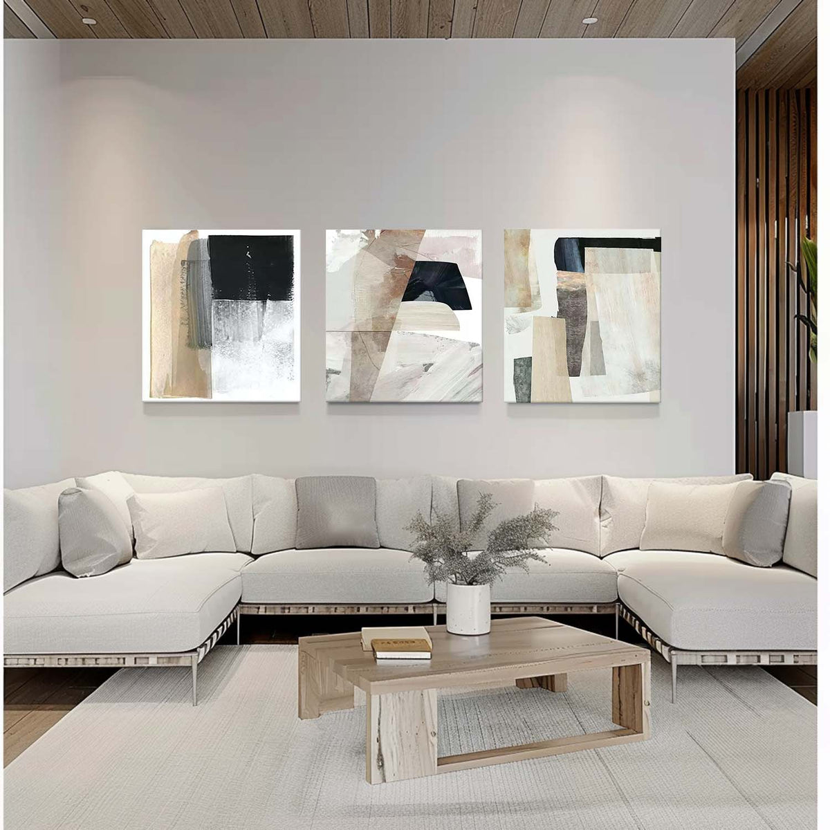 Wall Art Square Triptych Plaster Abstract